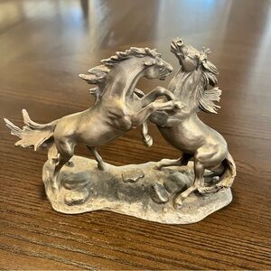 Set Of Vintage Polland 1977 Franklin Mint Pewter Horse Figurine Limited Edition